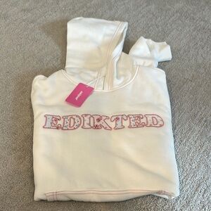 Edikted Woman Cream Hoodie with Pink Accents